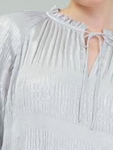 Load image into Gallery viewer, Pleated Metallic Blouse - Oyster
