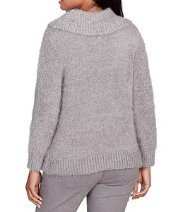 Marilyn Collar Eyelash Sweater - Grey FINAL SALE