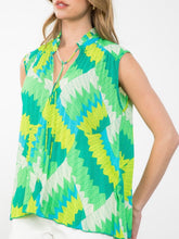 Load image into Gallery viewer, Sleeveless Pleat Top - Greens
