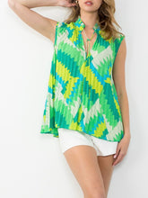 Load image into Gallery viewer, Sleeveless Pleat Top - Greens FINAL SALE
