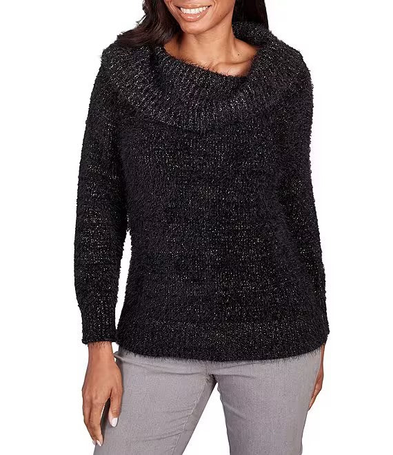 Marilyn Collar Eyelash Sweater - Black FINAL SALE