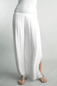 Silk Palazzo Pant - White