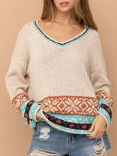 Load image into Gallery viewer, Aztec Border Sweater - Natural/ Multi
