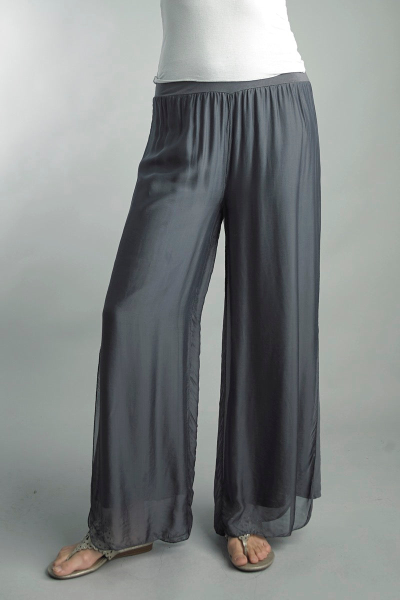 Silk Palazzo Pant - Dark Grey – Lana's Loft Inc
