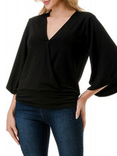 Load image into Gallery viewer, Banded Surplice Top - Black
