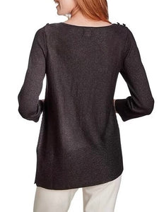 Asymmetric Metallic Sweater - Black