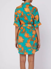 Load image into Gallery viewer, 3/4 Sleeve Carlotta Dress - Turquoise/Orange FINAL SALE
