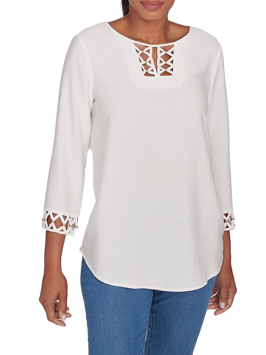 Lattice Design Top - Ivory