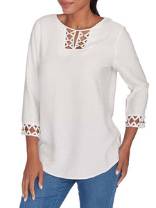 Lattice Design Top - Ivory