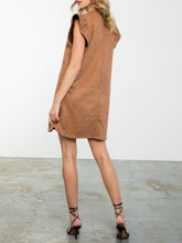 Load image into Gallery viewer, Suede Flutter Sleeve Dress - Brown FINAL SALE
