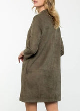 Load image into Gallery viewer, Sleeved Suede Dress - Olive FINAL SALE
