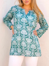 Load image into Gallery viewer, Amrita Cotton Tunic - Green FINAL SALE
