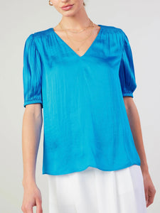 Smocked Shoulder Top - Turquoise