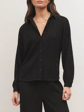Load image into Gallery viewer, Crinkle Knit Button Down Shirt - Black
