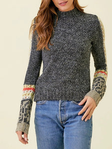 Mock Neck Sweater Top - Charcoal FINAL SALE