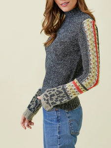 Mock Neck Sweater Top - Charcoal FINAL SALE