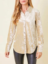 Load image into Gallery viewer, Velvet Button-down - Champagne FINAL SALE
