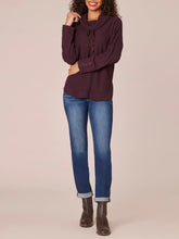 Load image into Gallery viewer, Cowl Neck Top with Tie - Heather Dark Raisin
