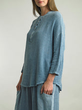 Load image into Gallery viewer, Cotton/Linen 4 Button Top - Denim FINAL SALE
