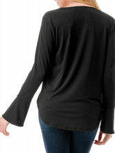 Load image into Gallery viewer, Bell Sleeve Surplice Top - Black
