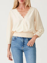 Load image into Gallery viewer, Lace Trim Smocked Waist Top - Cream FINAL SALE
