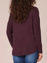 Load image into Gallery viewer, Cowl Neck Top with Tie - Heather Dark Raisin
