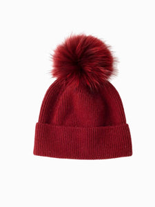 Rib Knit Pom Pom Hat - 7 Colors