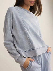 Lax Knit Denim Sweatshirt - Washed Indigo