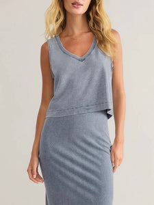 Sloane V-neck Tank - Medium Indigo