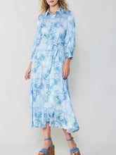 Load image into Gallery viewer, Print Buttondown Midi Dress - Multi Blue
