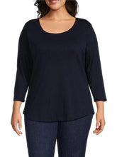 Load image into Gallery viewer, 3/4 Sleeve Scoop Neck Tee - Navy
