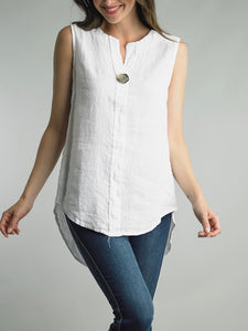 Sleeveless Tunic with Button - Ivory FINAL SALE