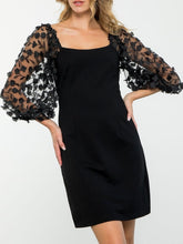 Load image into Gallery viewer, Flower Sleeve Dress - Black
