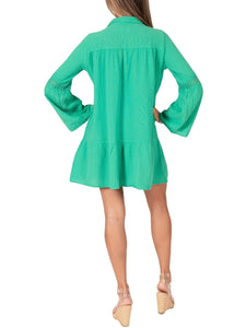 Cotton A-Line Dress - Green