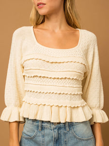 Frill Sweater Top - Cream FINAL SALE