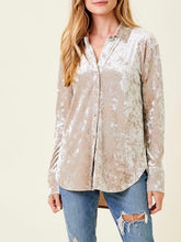 Load image into Gallery viewer, Velvet Button-down - Sand FINAL SALE

