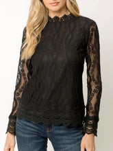 Load image into Gallery viewer, Long Sleeve Lace Top - Black FINAL SALE

