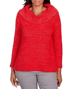 Marilyn Collar Eyelash Sweater - Red FINAL SALE