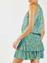Load image into Gallery viewer, Sleeveless Dress with Pleated Skirt - Blue Floral
