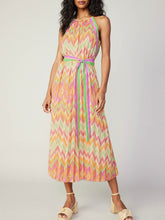 Load image into Gallery viewer, Halter Midi Dress with Tie - Orange Multi FINAL SALE
