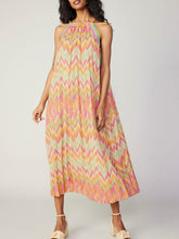 Load image into Gallery viewer, Halter Midi Dress with Tie - Orange Multi FINAL SALE
