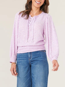 Lace-Up Thermal Top - Heather Orchid