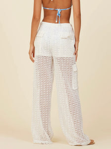 Crochet Cargo Pants - White