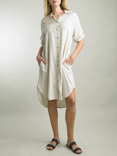 Load image into Gallery viewer, Buttondown Shirtdress with Pockets - Oyster
