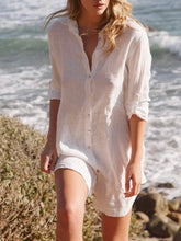 Load image into Gallery viewer, Button-down Linen Tunic - White
