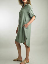 Load image into Gallery viewer, Buttondown Shirtdress with Pockets - Army
