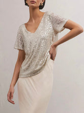Load image into Gallery viewer, Short Sleeve Sequin Top - Stardust
