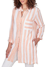 Load image into Gallery viewer, Striped Button Down Tunic / Cover Up - Cantaloupe
