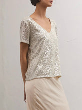 Load image into Gallery viewer, Short Sleeve Sequin Top - Stardust
