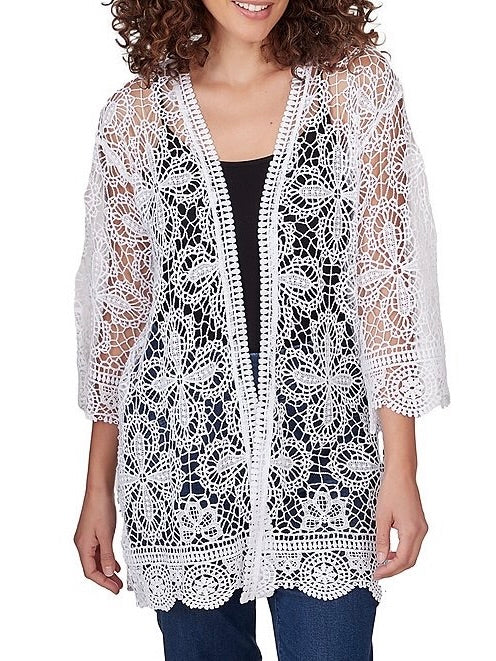 Open Lace Cardigan - White